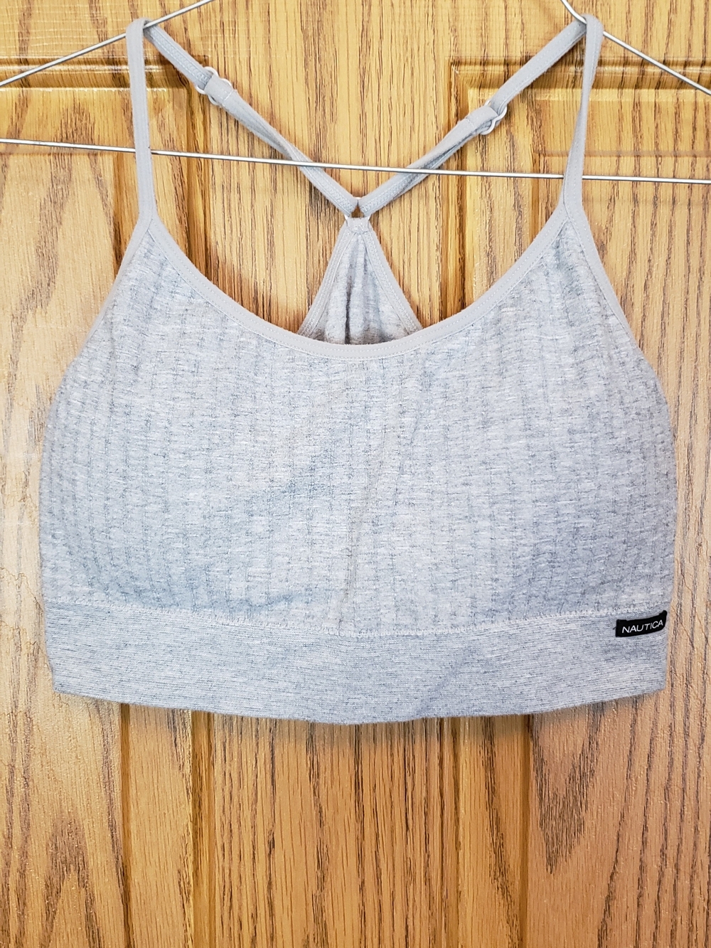 Nautica Heather Light Gray Ribbed Sports Bralette.‎ Set Of 3. Navy, Whire, Gray.